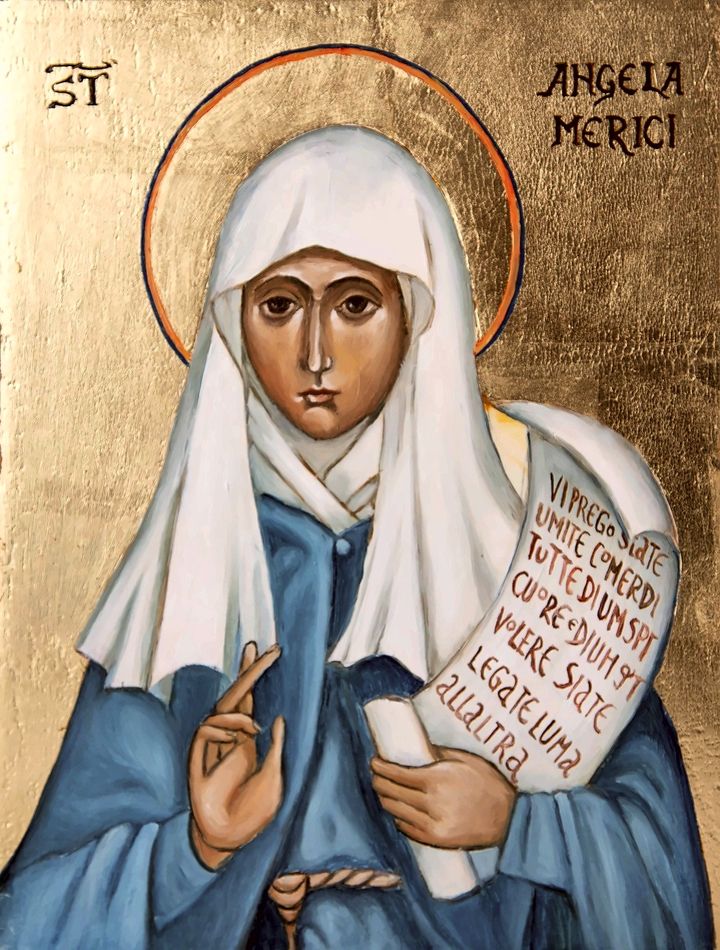 Święta Aniela Merici – ikona pisana ręcznie, złocona