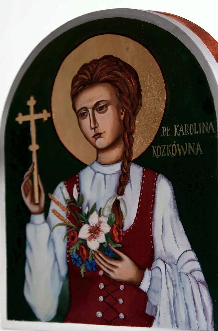 Błogosławiona Karolina Kózkówna – ikona pisana ręcznie, złocona