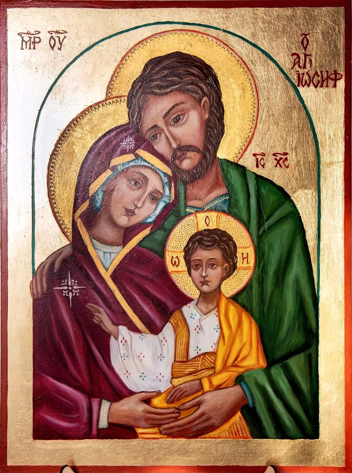 Święta Rodzina – ikona pisana ręcznie, złocona